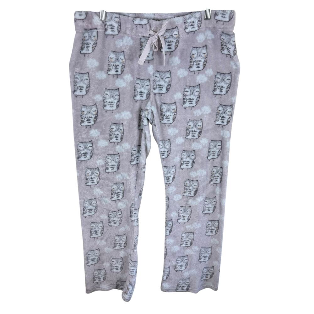 Daydream By Berkshire Home Owl Print Cozy Drawstring Fleece Pajama‎ Pants Size L